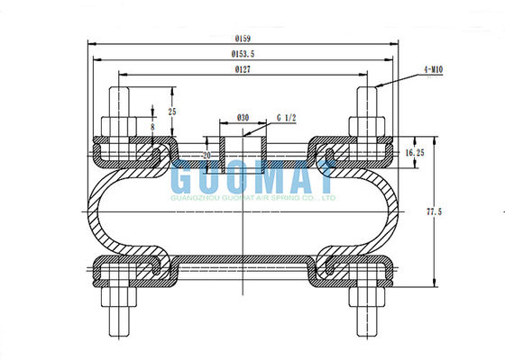 Mola de ar industrial 8" da suspensão do FS 138-8 DS única bolsa a ar X1 de borracha complicada com anel da flange
