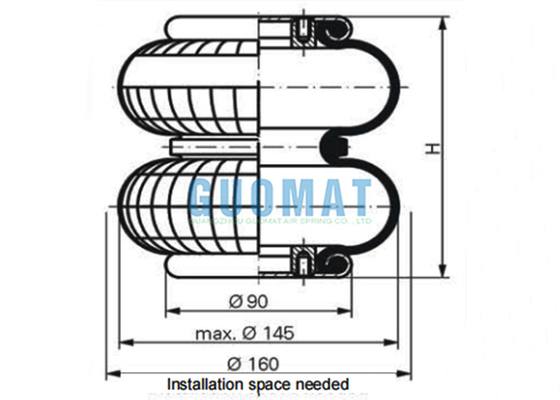 Weforma WBZ 100-E1 Industrial Air Spring G1/8 Air Connection Actuador de Ar de Dupla Convolução