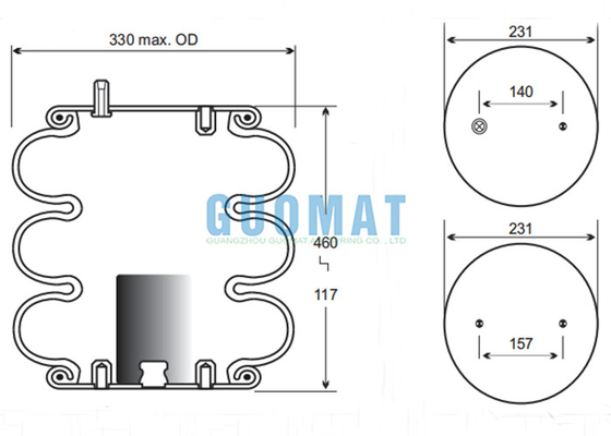 W01-358-8025 Firestone Industrial Bellows Actuador FT 330-29 469 Contitech Primavera de ar para freio de atrito de rolos
