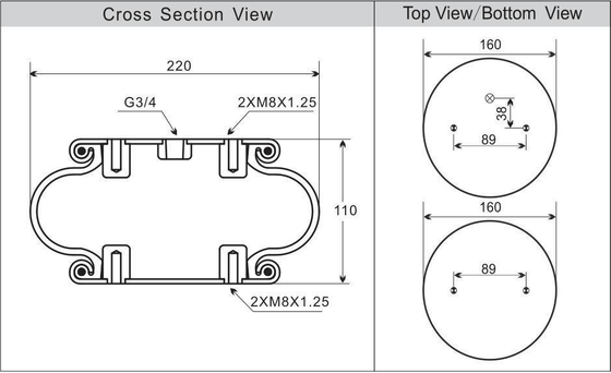 W01-M58-6374 Suspensão universal de ar para máquinas industriais