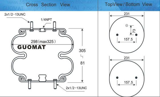 FD 330-22 327 Contitech Air Springs Triangle 6316 / 4327 Hendrickson S13043 Sacos de ar suspensos
