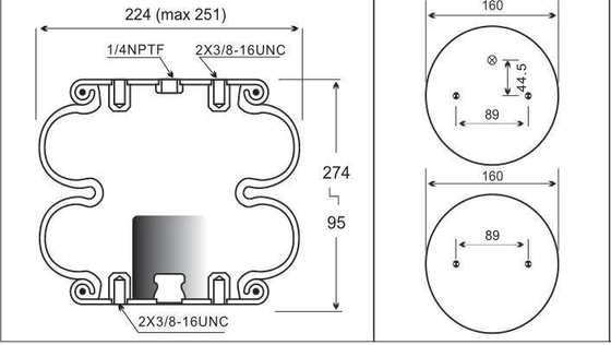 W01-358-6902 Sacos de molas de suspensão aerodinâmica de tipo enrolado para Hendrickson S2630
