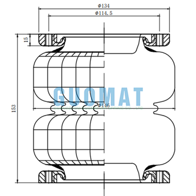 2S70-13F Flange de voo Suspensão de ar Suspensão de ar duplo enrolado Max. H 175MM