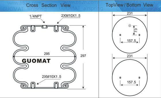 Guomat Air Spring 3B6617 Triple Convoluted Air Spring de borracha de borracha NO. 3B300
