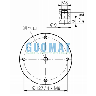 Fole de ar de dupla convolução Norgren PM/31062 6''X2 Mola pneumática compacta