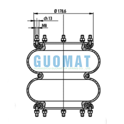GUOMAT 2H235152 Substituições de molas de ar de flange T291/2 Bolsas de ar industriais duplas VOLVO 365461