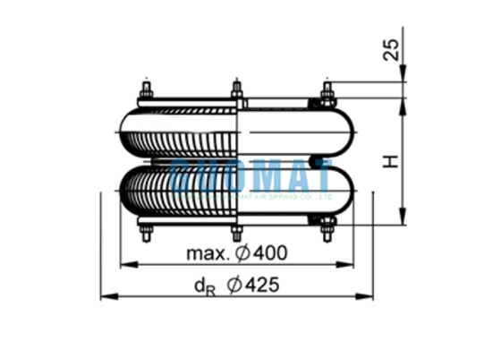 FD 614-26 Contitech Flange Air Spring 14 "1/2x2 Borracha de ar para máquina de fabricação de cartão