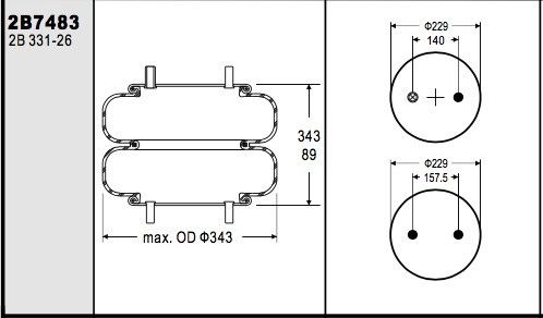 Mola de ar FD331-26 373 industrial W01-358-7483 para Ridewell 1003587483C