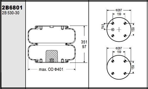 Mola de ar industrial Contitech da mola de ar W01-358-6801 21-2 Hendrickson S2734