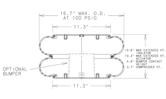 Mola de ar Convolute dobro industrial 2B15-377 dos foles de Enidine da mola de ar Yl-2B15-377