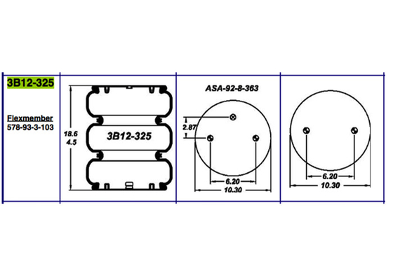 triplicar-se industrial 578933103 complicados de Goodyear da mola de ar 3B12-325