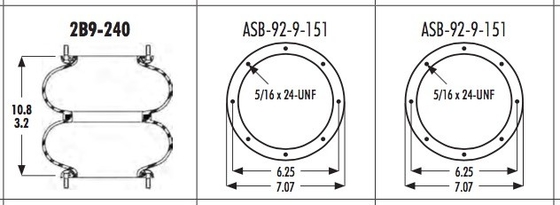 MCI 12C-1-36 Prevost 63-0166 da mola de ar W013587119 de 159mm 2B9-240 Goodyear
