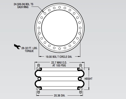 Estilo industrial 29 de Contitech FD 1710-25 RS da mola de ar do Firestone W01-358-7203