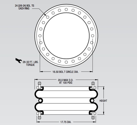 As molas de ar do FD 1330-25 RS Contitech cruzam W01-358-7227 W01-358-0205