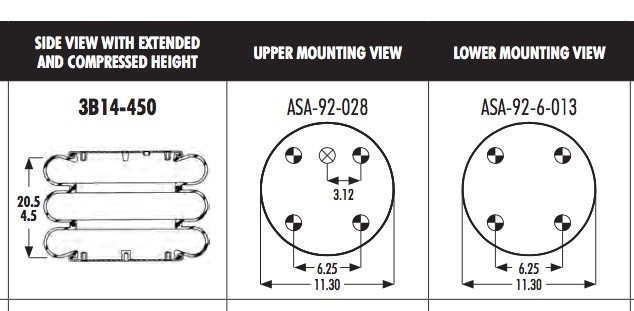556-33-8-335 foles da mola de ar 3B14-450 para Automann ABSP3B32RA-7845
