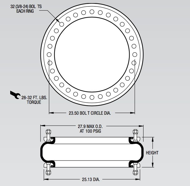 Firestone de grande resistência industrial W01-358-7737 da construção da mola de ar do FS 2870-16 RS Alemanha CONTITECH