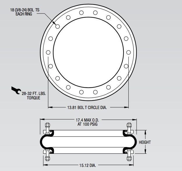 Foles de borracha industriais W01-358-7477 da mola de ar W01-358-0119 do Firestone W01-358-7478