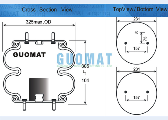 FD 330-22 337 Contitech Duplo Envolvido Industrial Air Spring W01-358-7401 Balão de ar Firestone Com Conexão Stud