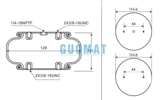 W01-358-7725 Firestone Industrial Primavera de ar de enrolamento único 141mm Altura de projeto para equipamentos eletrônicos