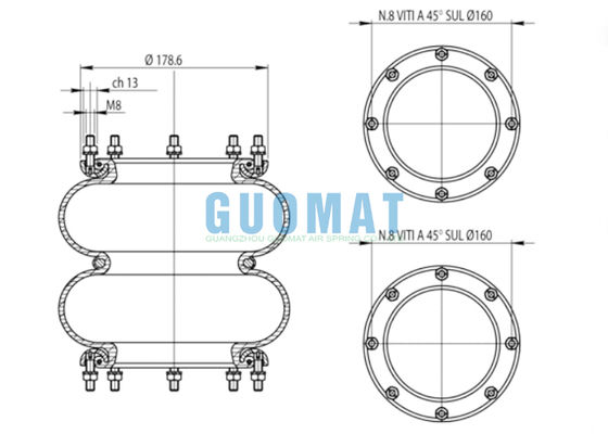 291.2.201 T291/2 Balão de suspensão de ar 365461 Primavera de ar enrolada 81720882 LANCIA