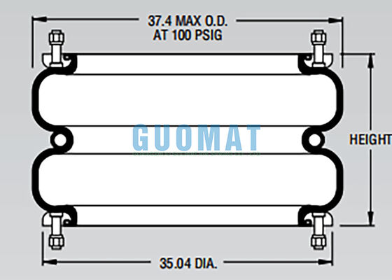 Conexão de Flange W01-358-9602 Mola Pneumática Firestone de Dupla Convolução para Absorção de Choque