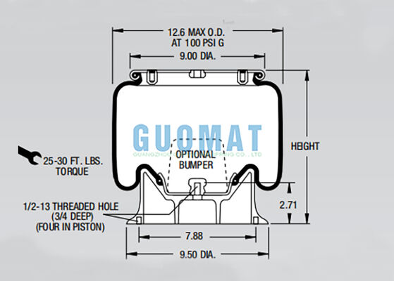 Mola pneumática Firestone Rolling Lobe W01-358-9053 1T15M-2 para suspensão de caminhão