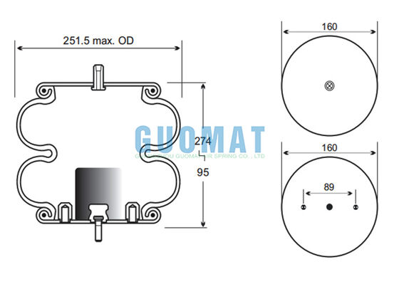 W01-358-7788 Capacidade de carga de pedra de fogo de borracha Air Spring 2B9-245 Goodyear Air Bag Suspensão