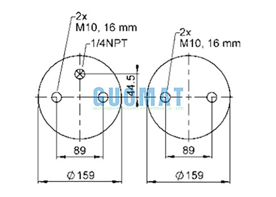 FD 200-19 1/4 M10 Contitech Molas a Ar de Suspensão 72047 Mola a Ar Dupla Convoluta