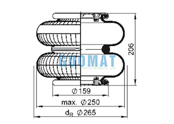 FD 200-19 1/4 M10 Contitech Molas a Ar de Suspensão 72047 Mola a Ar Dupla Convoluta