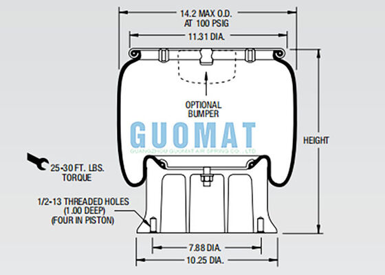 Mola a ar Firestone W01-358-9148 Sistema de suspensão a ar para caminhão 1T19L-7
