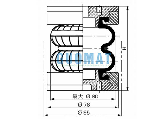 2 3/4" x 2 Bolsas de ar de borracha FD 22-4 DI CR Contitech Precision Vibration Isolation