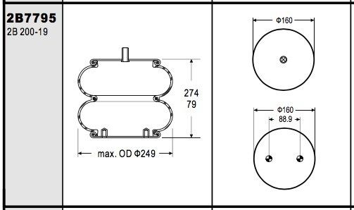 Mola de ar industrial W013587795 de Goodyear 2B10-226 dois 257 complicados