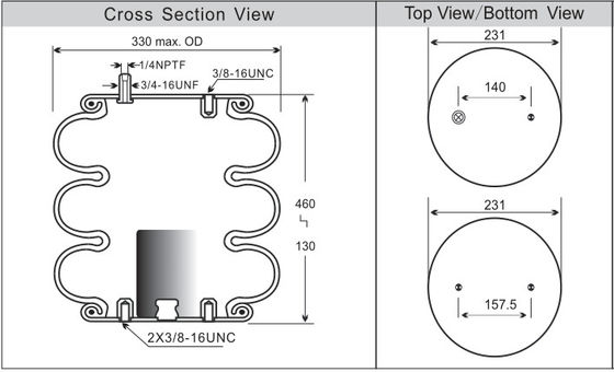 O elevador de ar grita o Firestone complicado W013587994 de Contitech FT330-29 546 da mola de ar