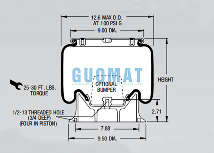 Mola pneumática Firestone Rolling Lobe W01-358-9053 1T15M-2 para suspensão de caminhão