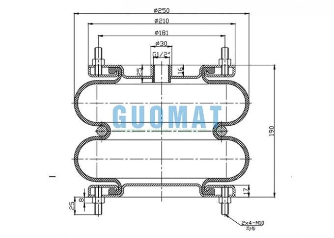 GUOMAT 10×2 Double Convoluted Air Spring with G1/2 Air Fitting